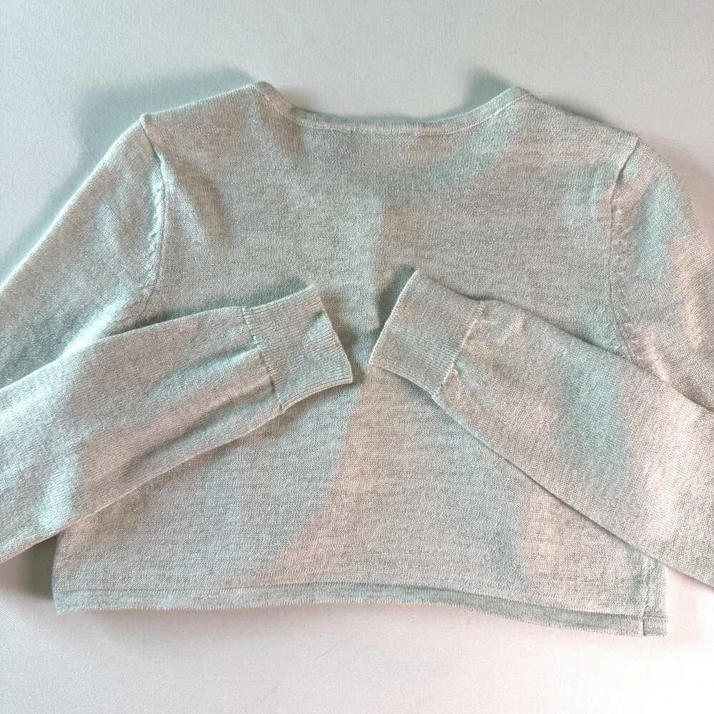 The Children's Place Girl's Sz 14 White Sparkle Shrug Crop Cardigan Sweater L/S